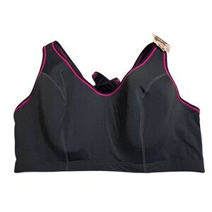 Lane Bryant Cacique Sport High Impact Sports Bra 44DD Black & Pink NWT
